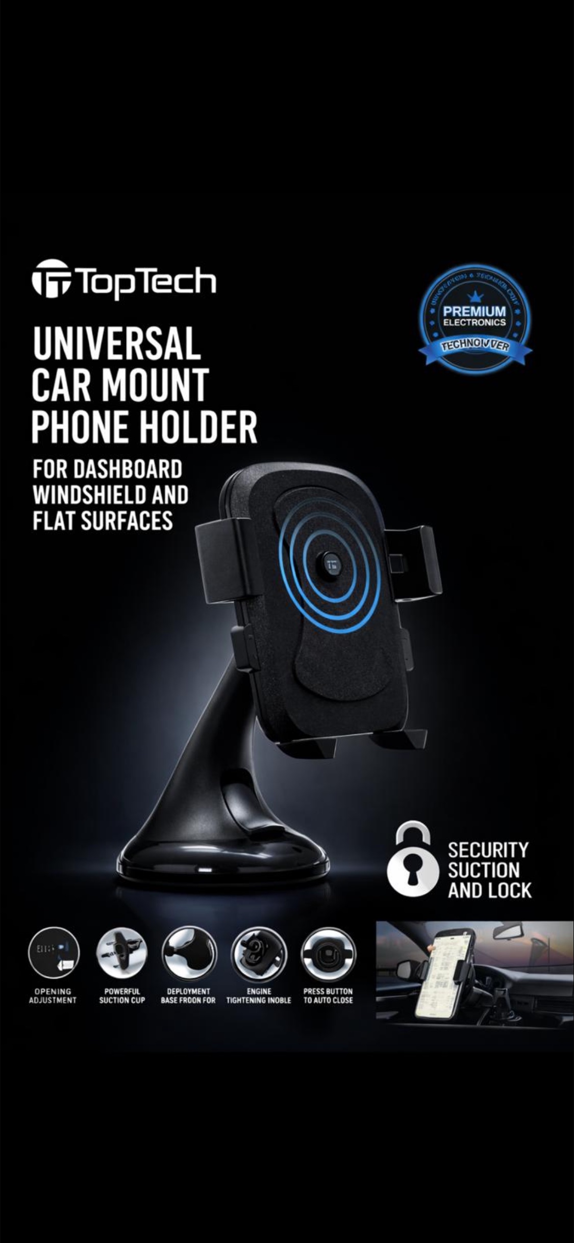 TopTech Universal Car Mount Phone Holder